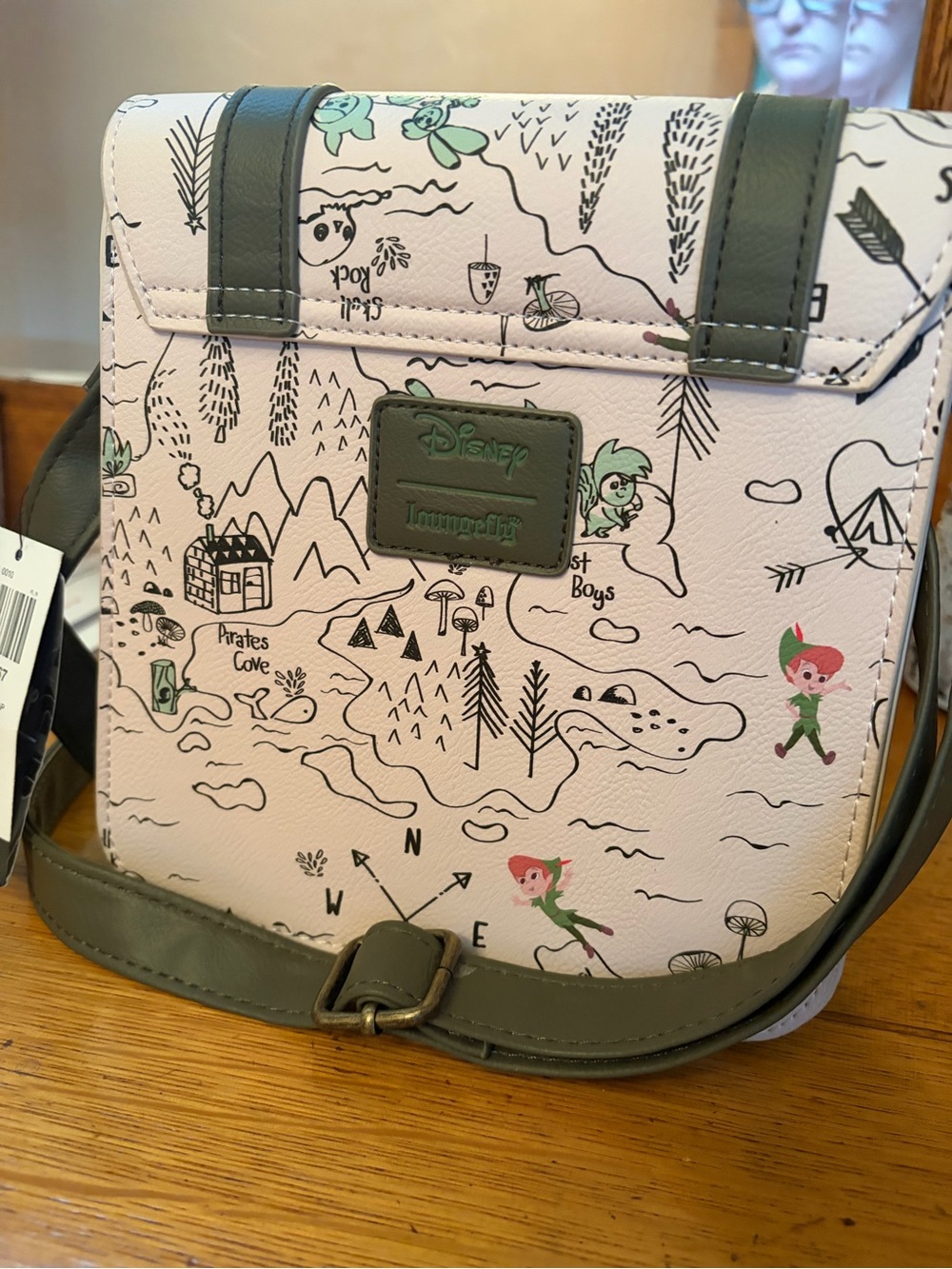 Loungefly Peter Pan Map Mini Crossbody - Pink & Green Accents